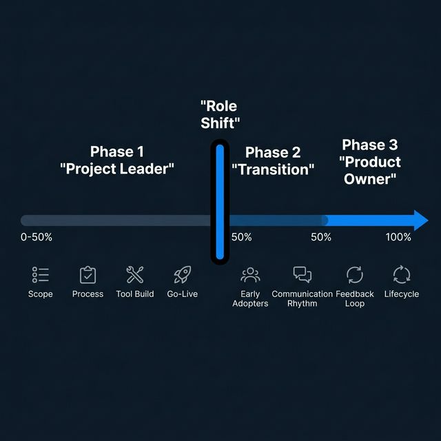 Role shift timeline — project to product